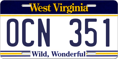 WV license plate OCN351