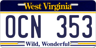 WV license plate OCN353