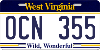 WV license plate OCN355