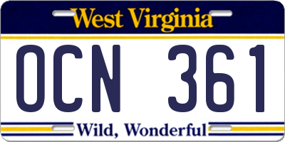 WV license plate OCN361