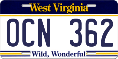 WV license plate OCN362