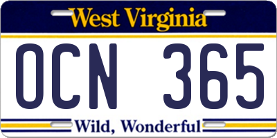 WV license plate OCN365