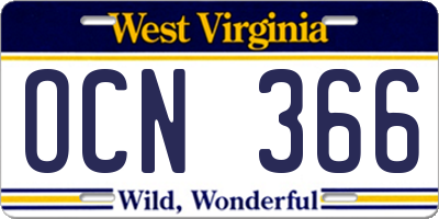 WV license plate OCN366