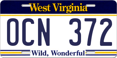 WV license plate OCN372
