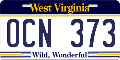 WV license plate OCN373
