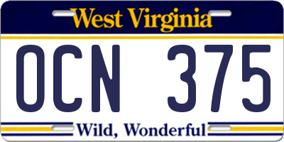 WV license plate OCN375