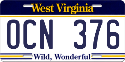 WV license plate OCN376