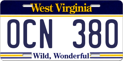 WV license plate OCN380