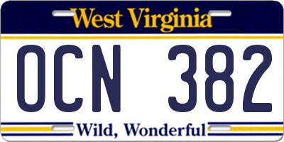 WV license plate OCN382