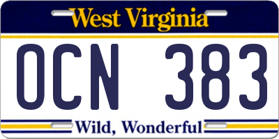 WV license plate OCN383