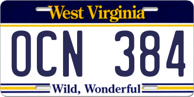 WV license plate OCN384