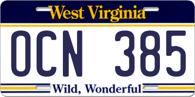 WV license plate OCN385