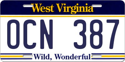 WV license plate OCN387