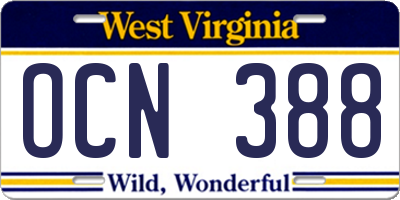 WV license plate OCN388