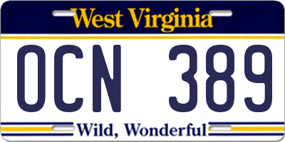 WV license plate OCN389