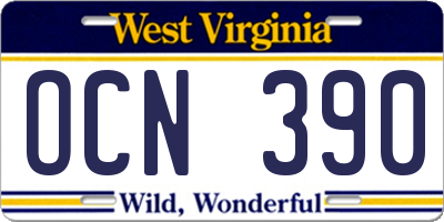 WV license plate OCN390