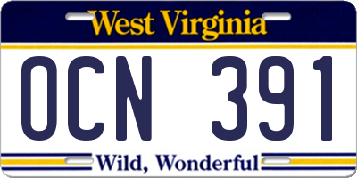 WV license plate OCN391