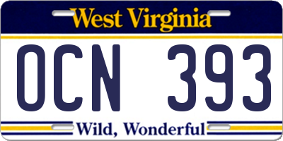 WV license plate OCN393