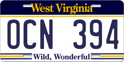 WV license plate OCN394