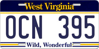 WV license plate OCN395