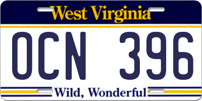 WV license plate OCN396