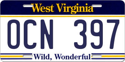 WV license plate OCN397