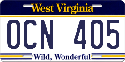 WV license plate OCN405