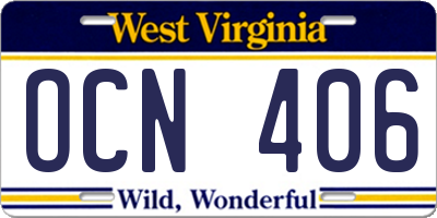 WV license plate OCN406