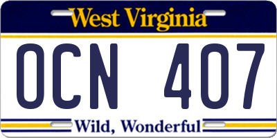 WV license plate OCN407