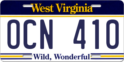 WV license plate OCN410