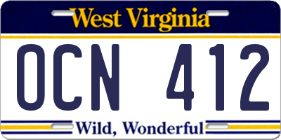 WV license plate OCN412