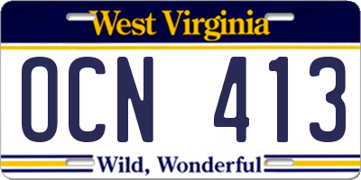WV license plate OCN413