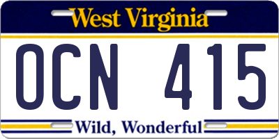 WV license plate OCN415