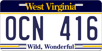 WV license plate OCN416