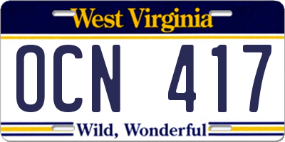 WV license plate OCN417