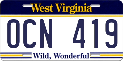 WV license plate OCN419