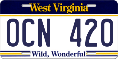 WV license plate OCN420