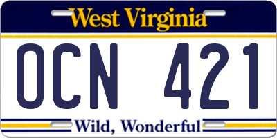 WV license plate OCN421