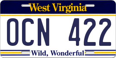 WV license plate OCN422