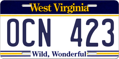WV license plate OCN423