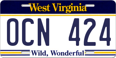 WV license plate OCN424