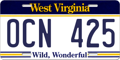 WV license plate OCN425