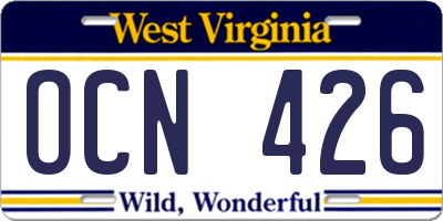 WV license plate OCN426