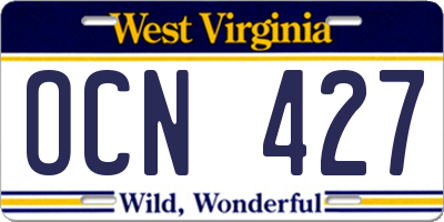 WV license plate OCN427