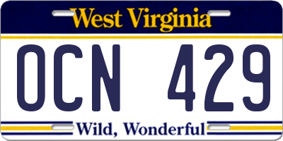 WV license plate OCN429