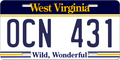 WV license plate OCN431