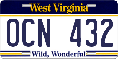 WV license plate OCN432