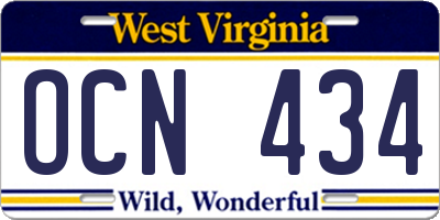 WV license plate OCN434