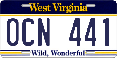 WV license plate OCN441