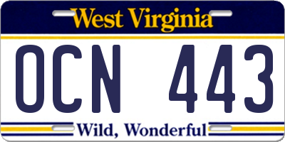 WV license plate OCN443